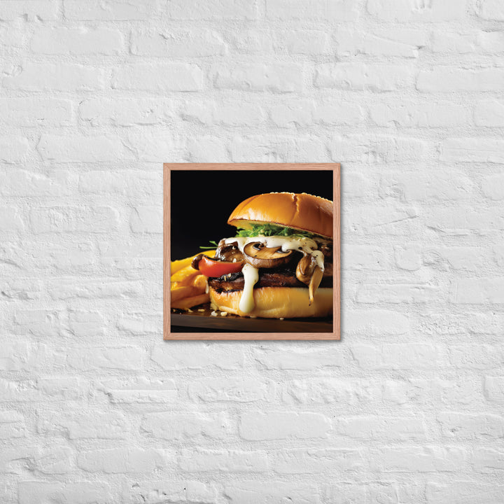 Mushroom Swiss Burger Framed poster 🤤 from Yumify.AI