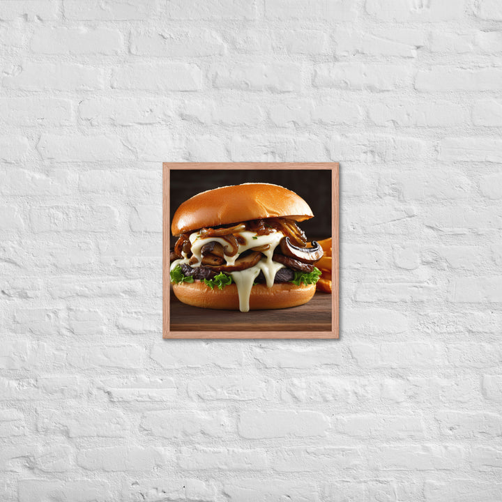 Mushroom Swiss Burger Framed poster 🤤 from Yumify.AI