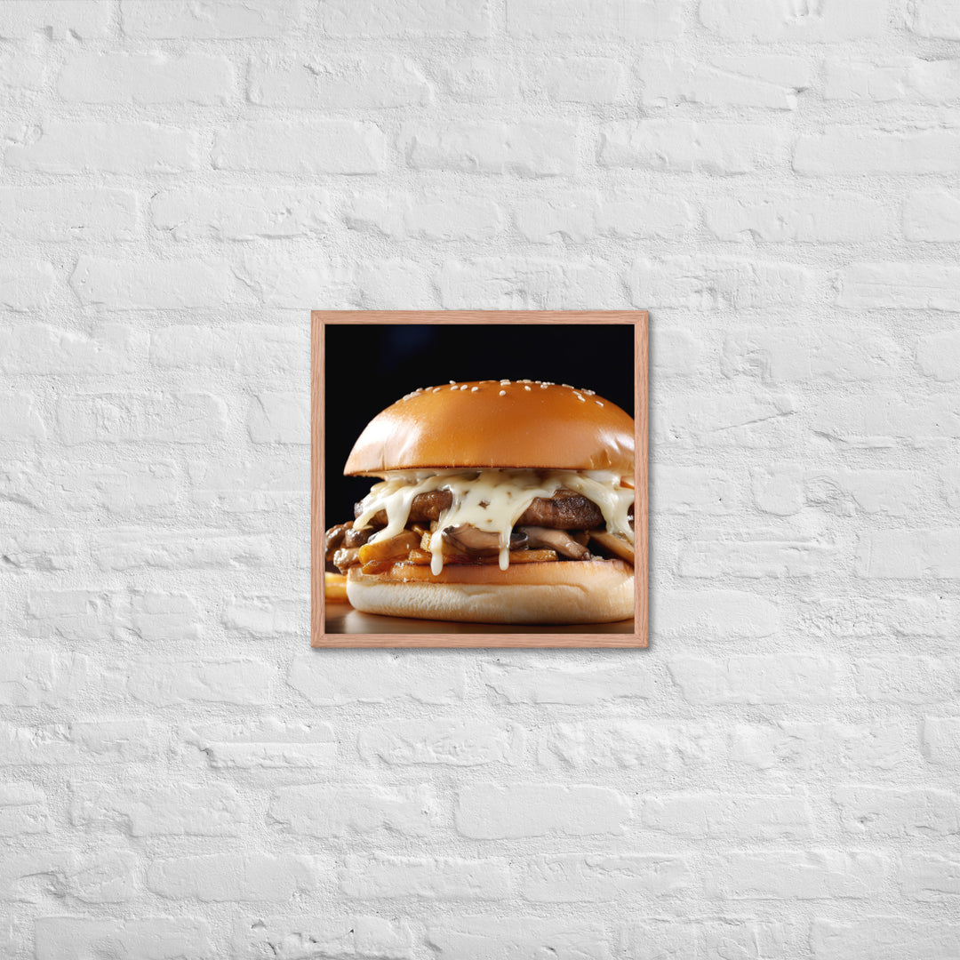 Mushroom Swiss Burger Framed poster 🤤 from Yumify.AI