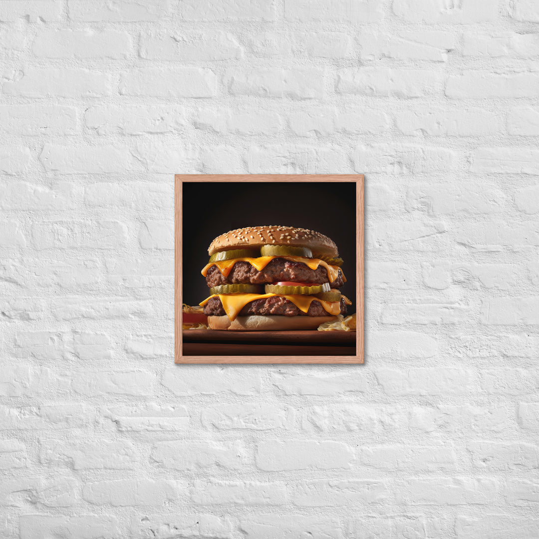 Double Cheese burger Framed poster 🤤 from Yumify.AI