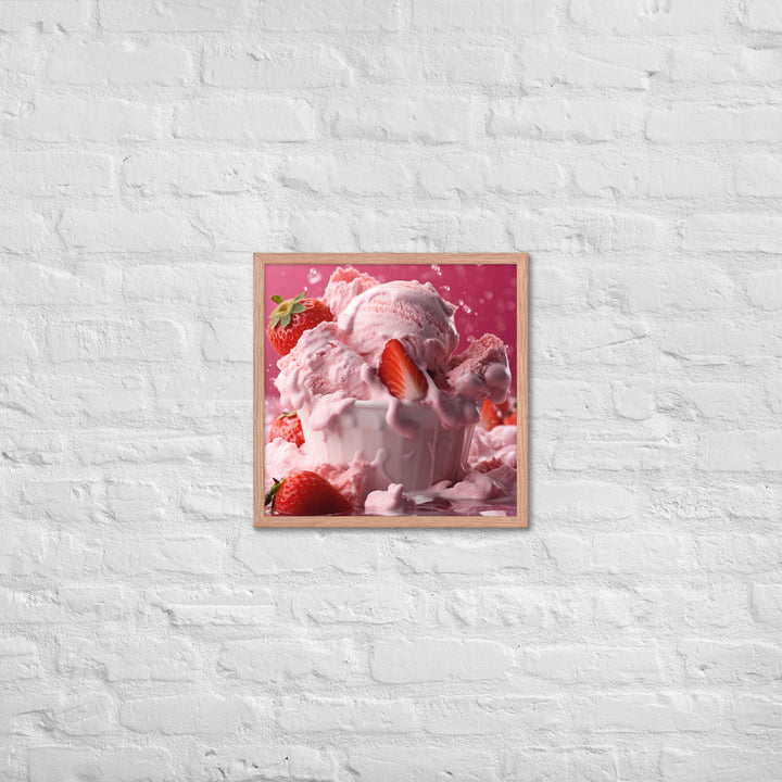 Strawberry Ice Cream Framed poster 🤤 from Yumify.AI