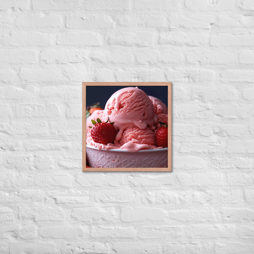 Strawberry Ice Cream Framed poster 🤤 from Yumify.AI