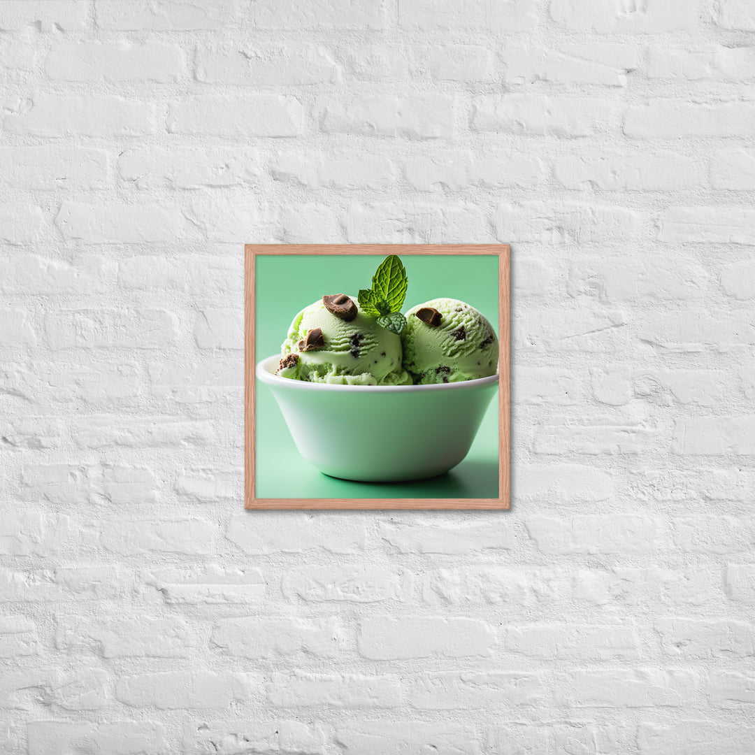 Mint Chocolate Chip Ice Cream Framed poster 🤤 from Yumify.AI