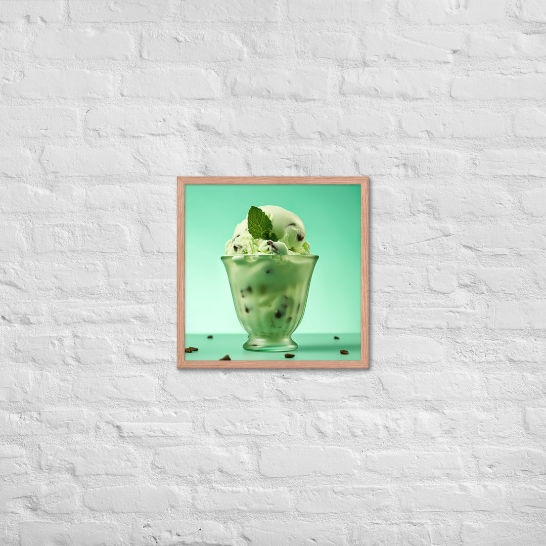 Mint Chocolate Chip Ice Cream Framed poster 🤤 from Yumify.AI