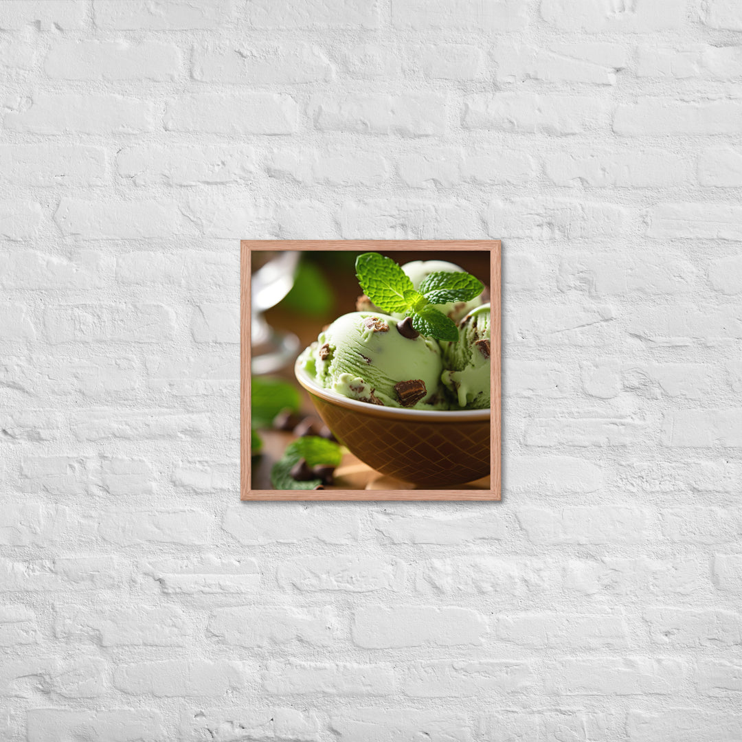 Mint Chocolate Chip Ice Cream Framed poster 🤤 from Yumify.AI