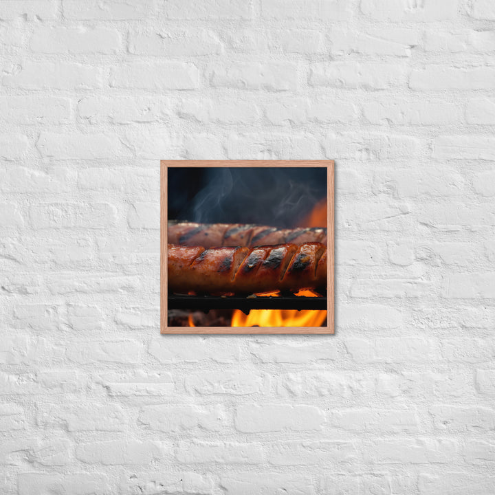 Grilled Sausage on an Open Flame Framed poster 🤤 from Yumify.AI