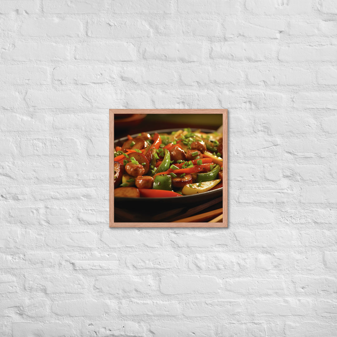 Sausage Stir Fry Framed poster 🤤 from Yumify.AI