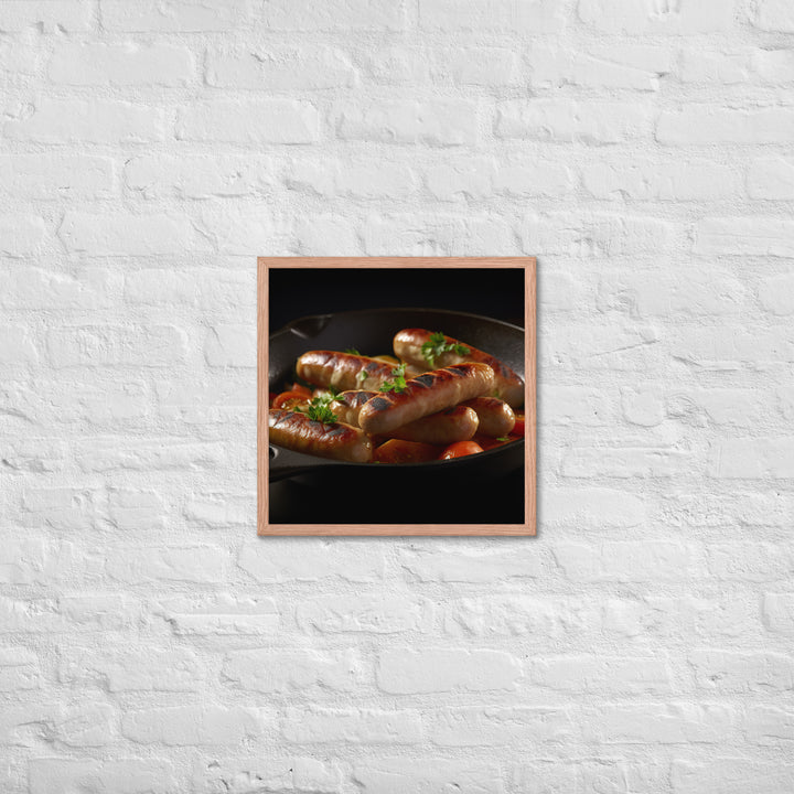 Pan Fried Sausage Framed poster 🤤 from Yumify.AI