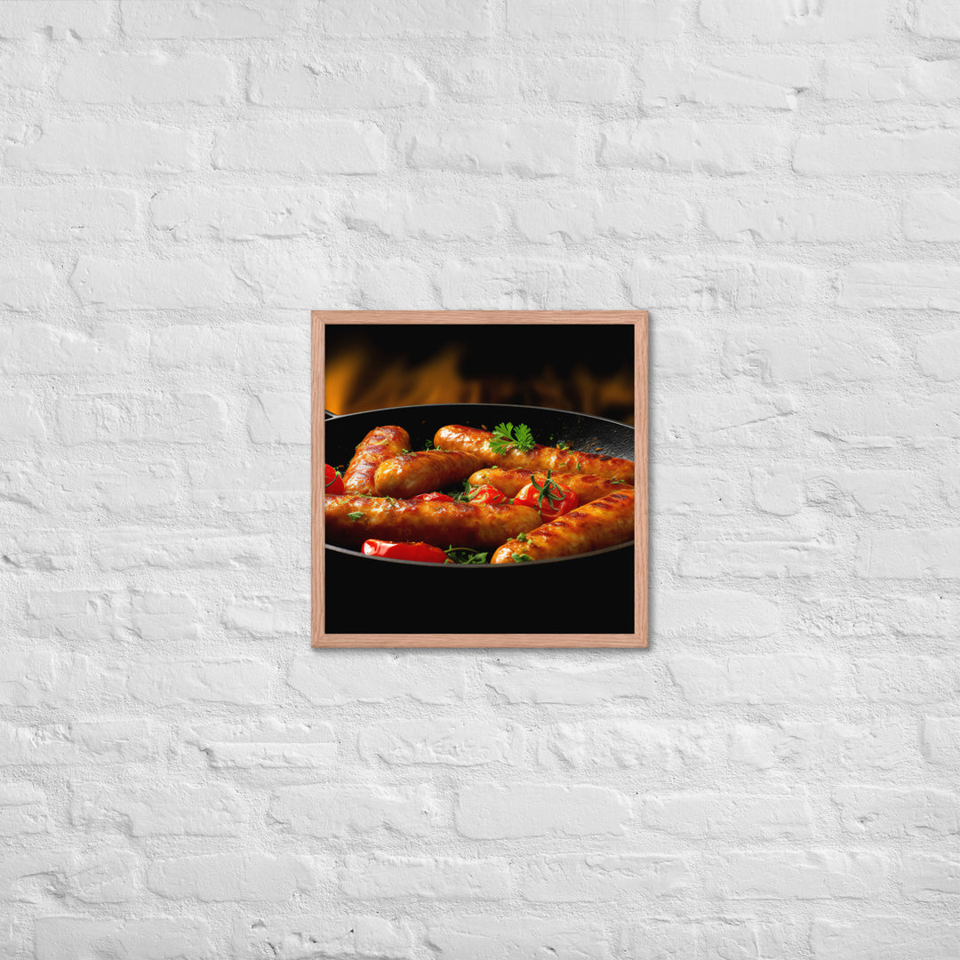 Pan Fried Sausage Framed poster 🤤 from Yumify.AI