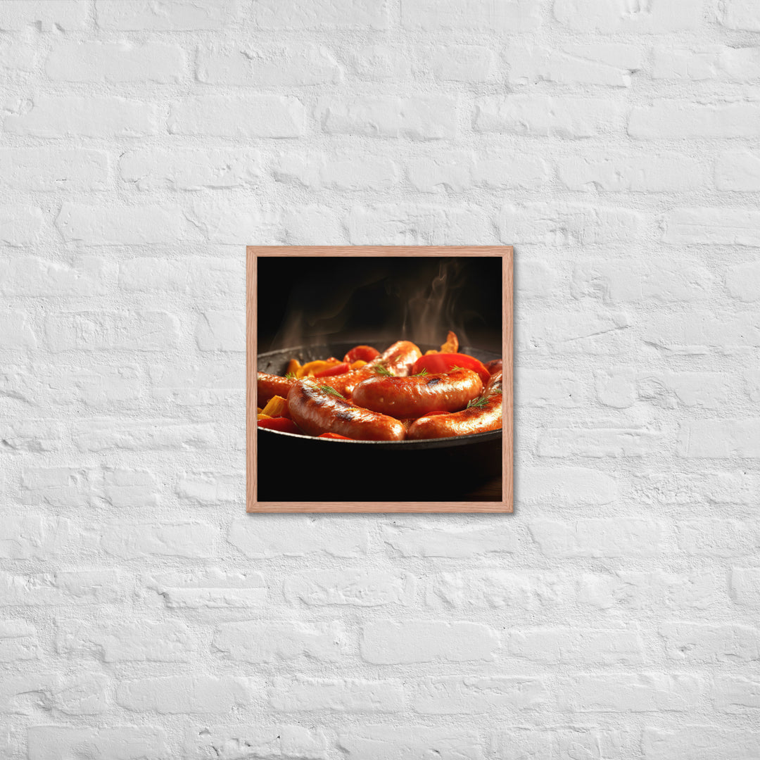 Pan Fried Sausage Framed poster 🤤 from Yumify.AI