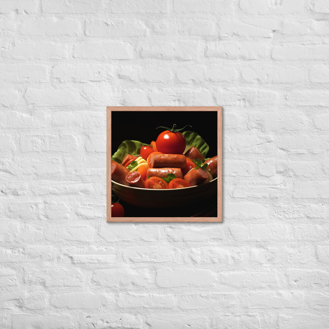 Boiled sausage Framed poster 🤤 from Yumify.AI