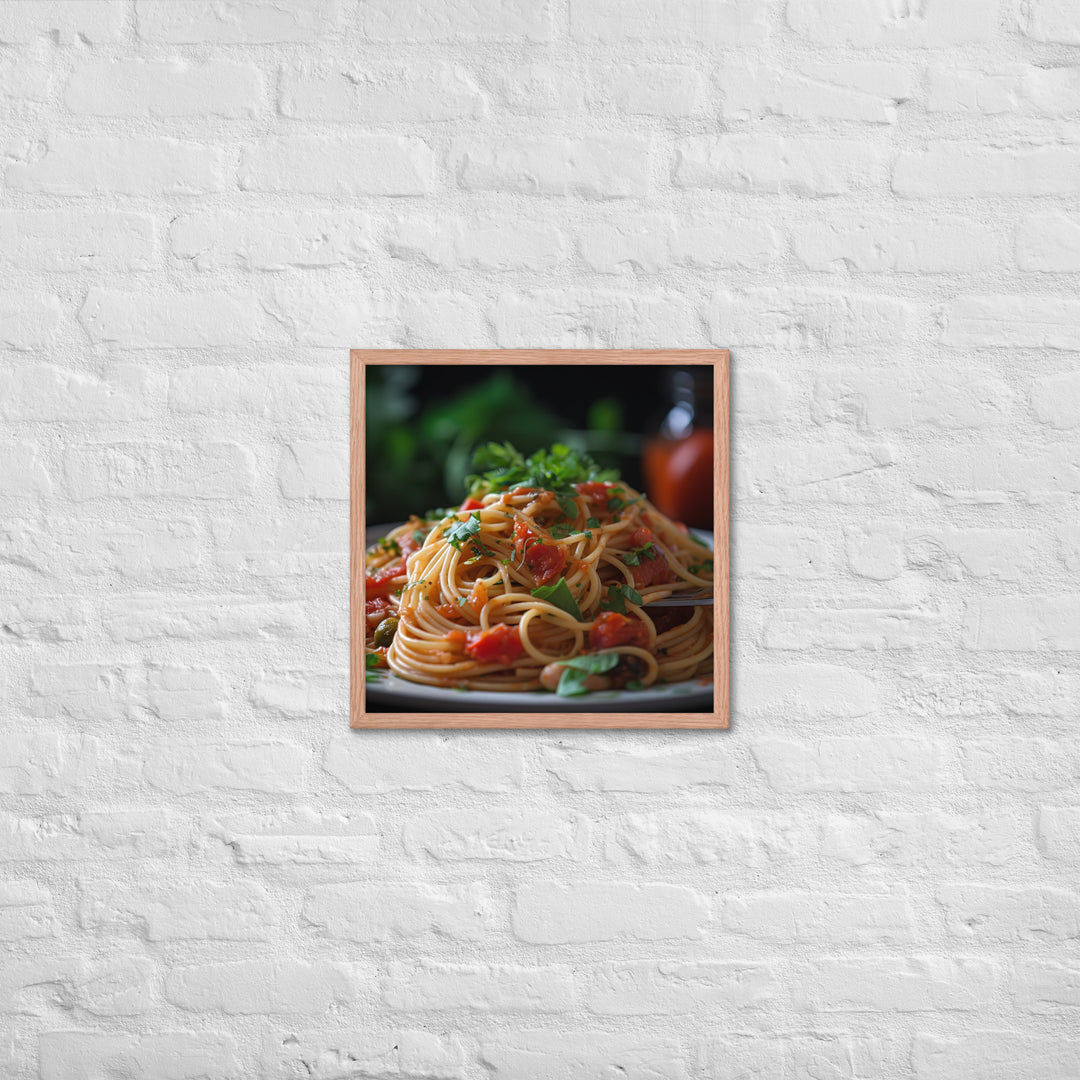 Vegan Spaghetti with Tomato Sauce Framed poster 🤤 from Yumify.AI