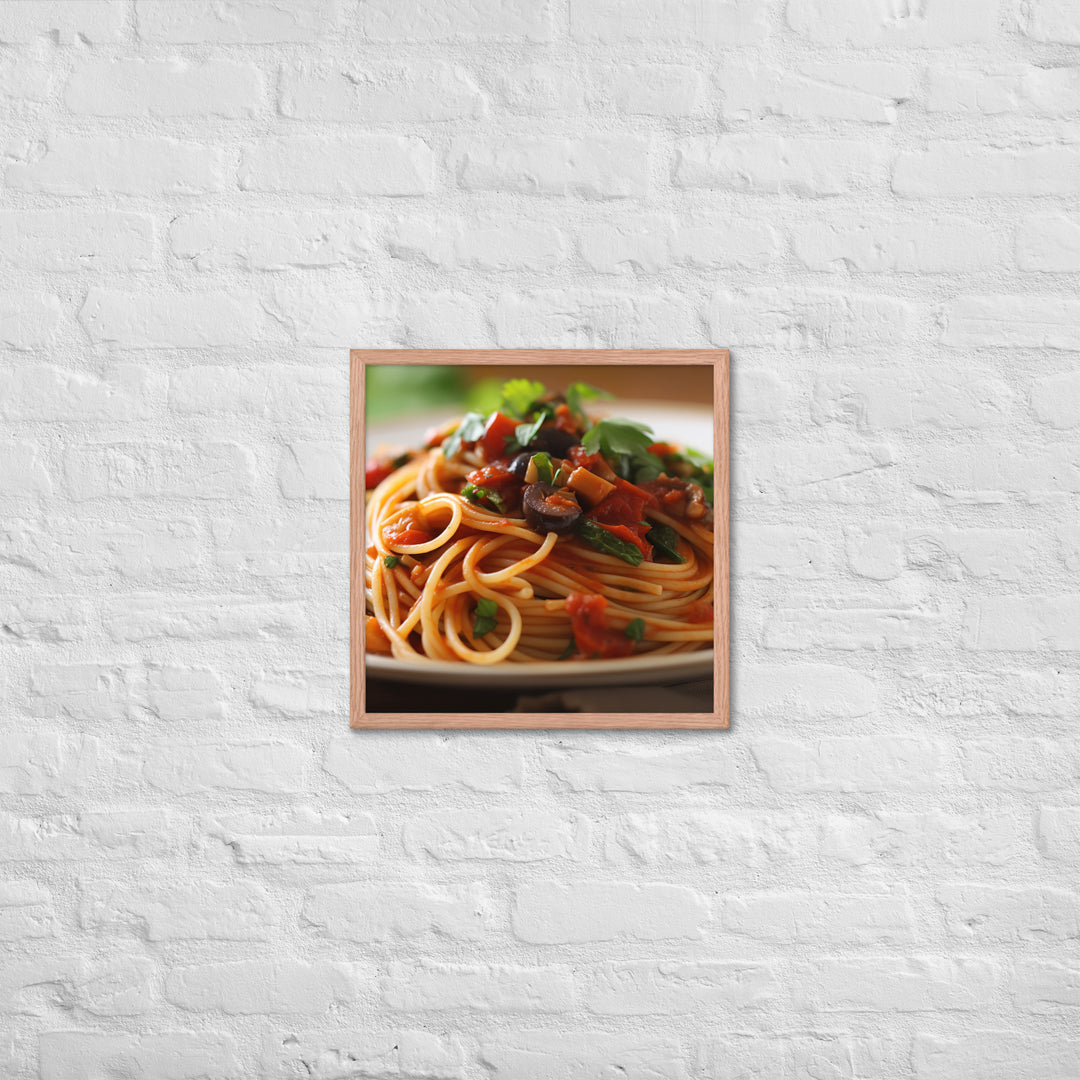 Vegan Spaghetti with Tomato Sauce Framed poster 🤤 from Yumify.AI