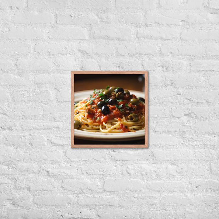 Spaghetti Puttanesca with Anchovies Framed poster 🤤 from Yumify.AI