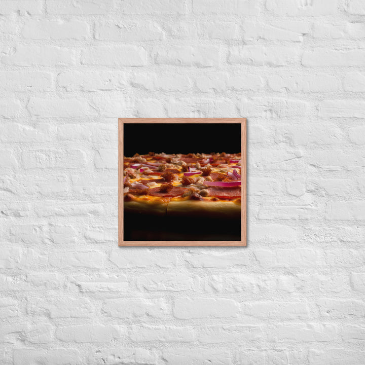 A Loaded Meat Pizza Framed poster 🤤 from Yumify.AI