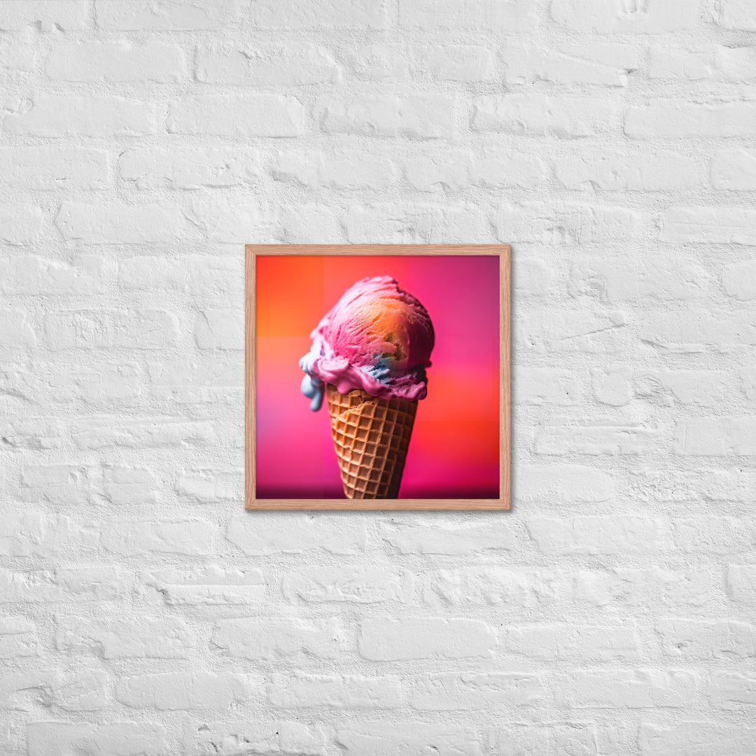 Strawberry Cheesecake Cone Framed poster 🤤 from Yumify.AI