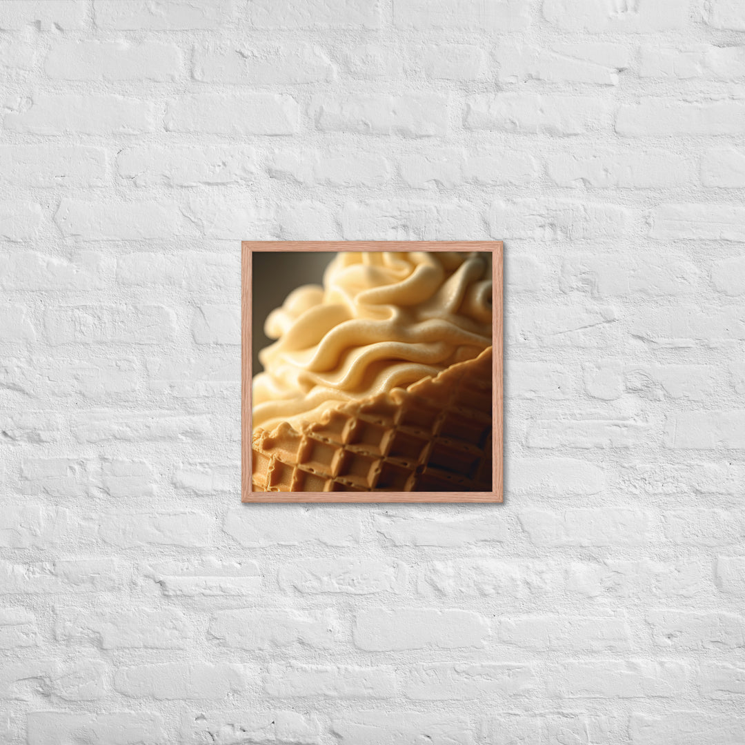 Classic Vanilla Soft Serve Cone Framed poster 🤤 from Yumify.AI