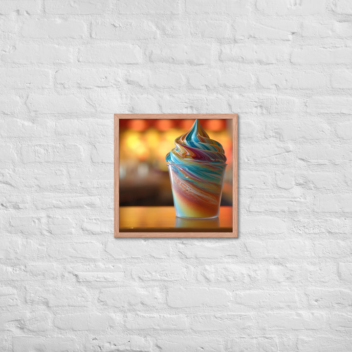 Rainbow Swirl Soft Serve Cup Framed poster 🤤 from Yumify.AI