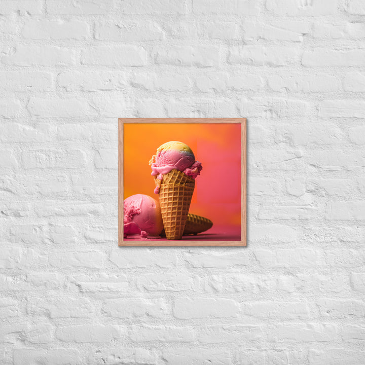 Rainbow Sherbet Cone Framed poster 🤤 from Yumify.AI