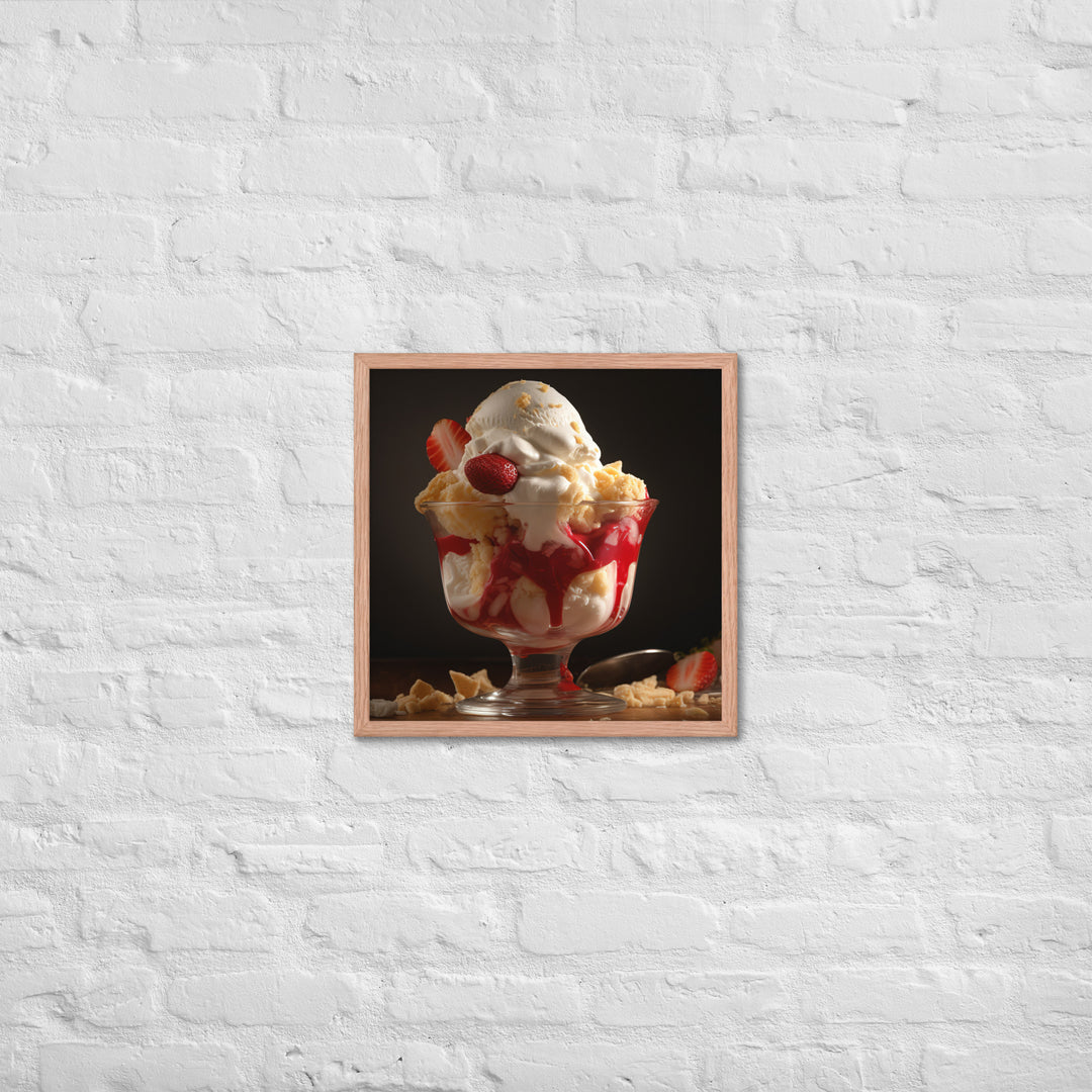 Strawberry Shortcake Sundae Framed poster 🤤 from Yumify.AI