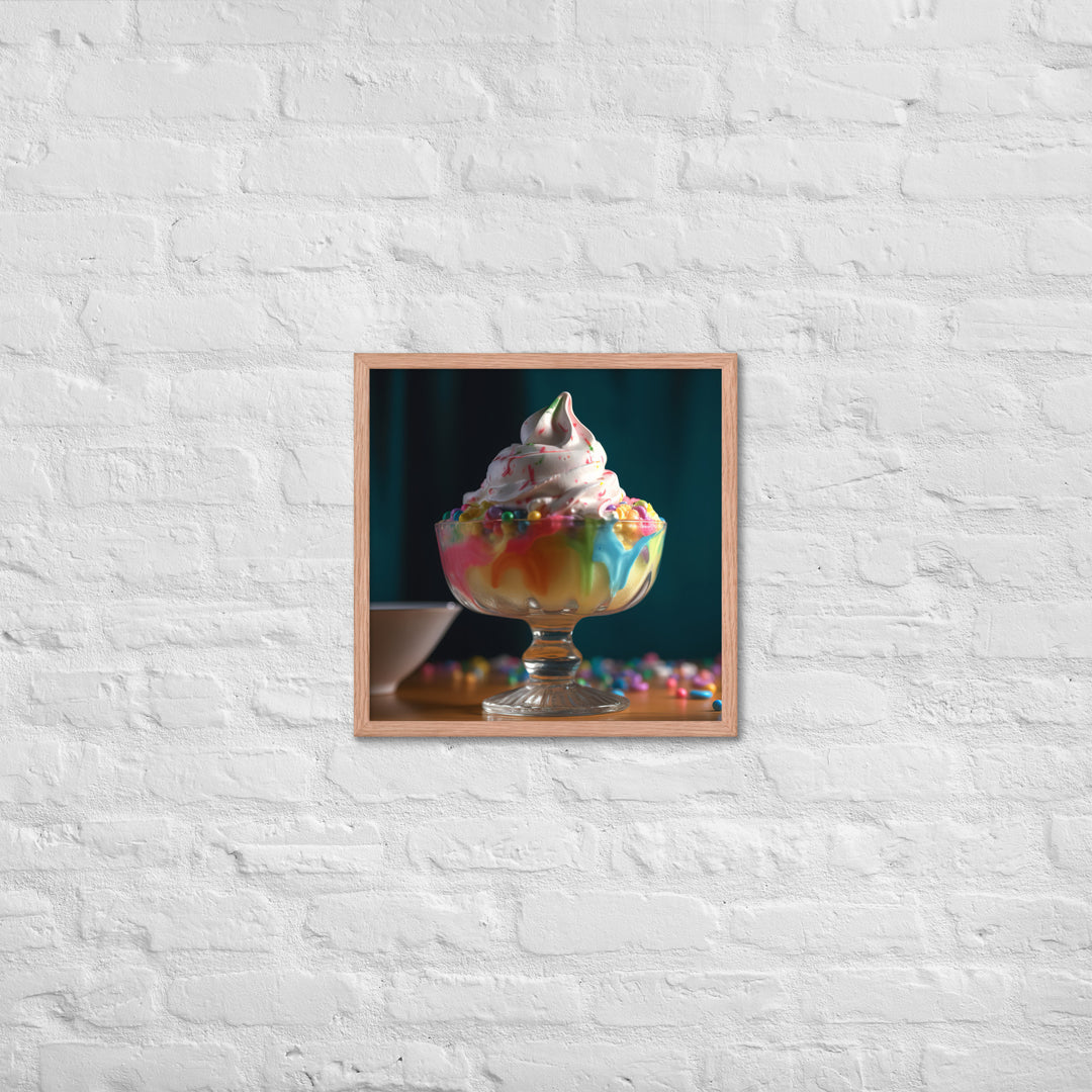 Rainbow Sherbet Sundae Framed poster 🤤 from Yumify.AI