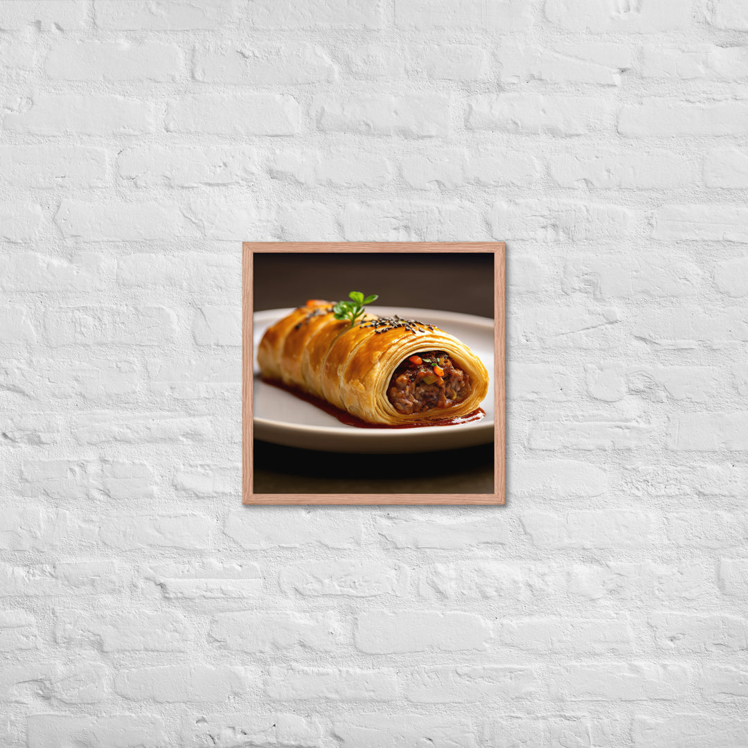 Vegetarian Sausage Roll Framed poster 🤤 from Yumify.AI