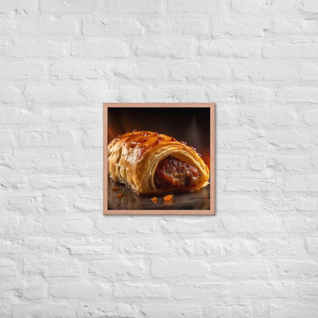 Spicy Sausage Roll Framed poster 🤤 from Yumify.AI