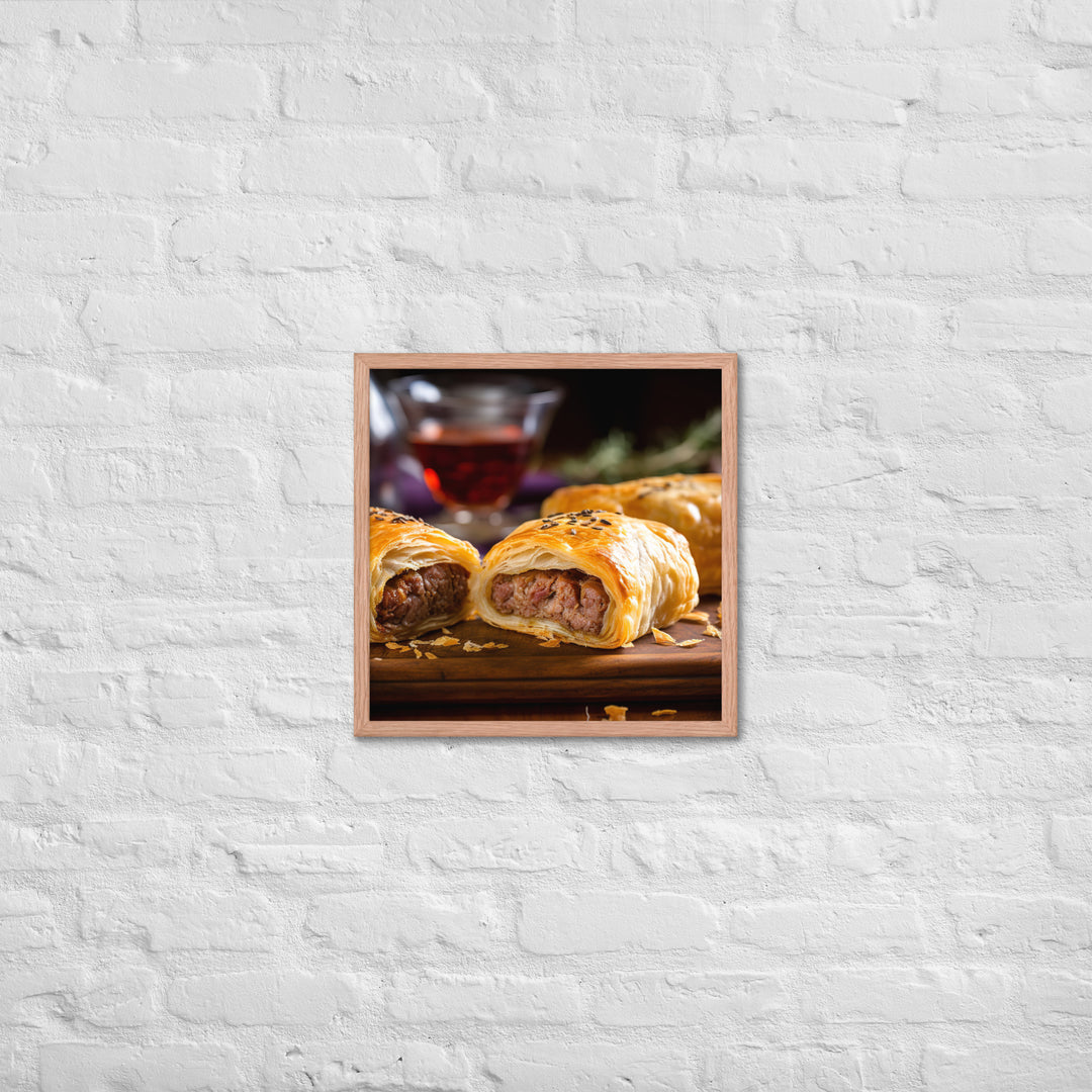 Beef and Onion Sausage Roll Framed poster 🤤 from Yumify.AI