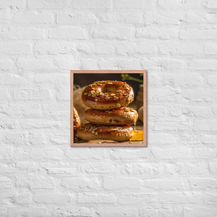 Honey Wheat Bagel Framed poster 🤤 from Yumify.AI