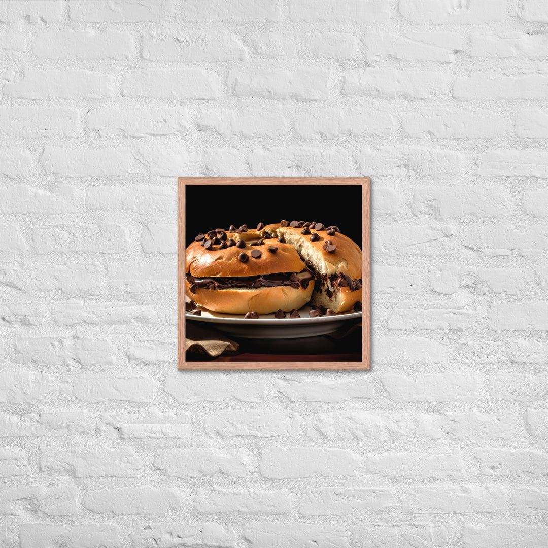 Chocolate Chip Bagel Framed poster 🤤 from Yumify.AI