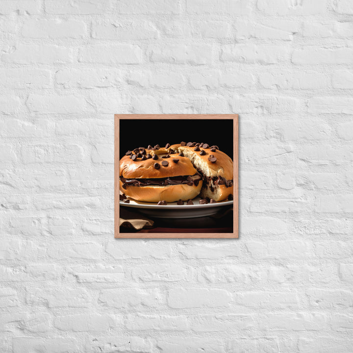 Chocolate Chip Bagel Framed poster 🤤 from Yumify.AI