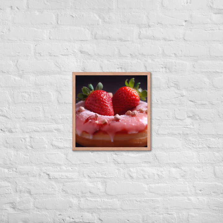 Strawberry Frosted Donut Framed poster 🤤 from Yumify.AI