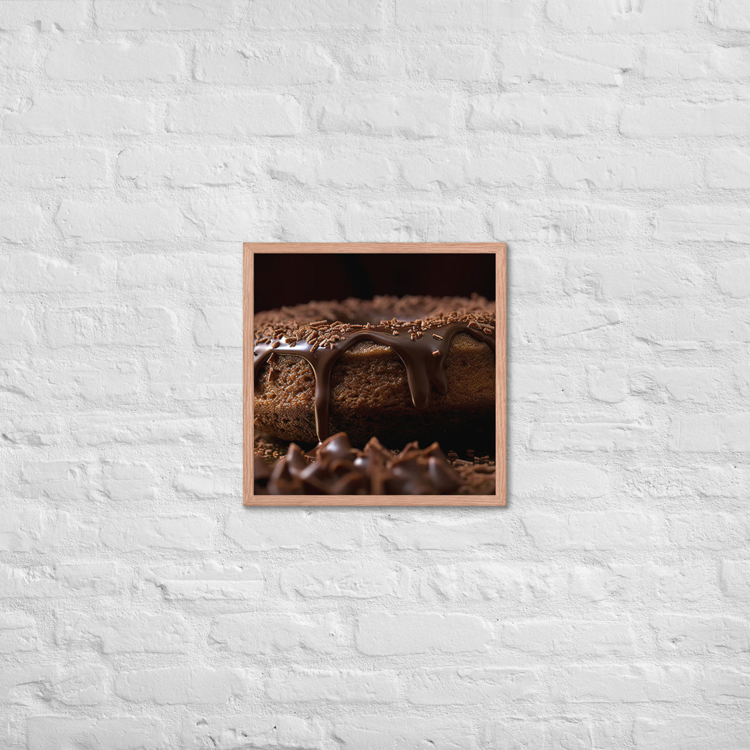 Chocolate Frosted Donut Framed poster 🤤 from Yumify.AI