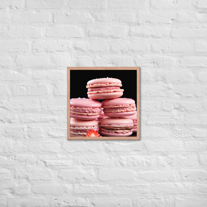 Strawberry Macarons Framed poster 🤤 from Yumify.AI