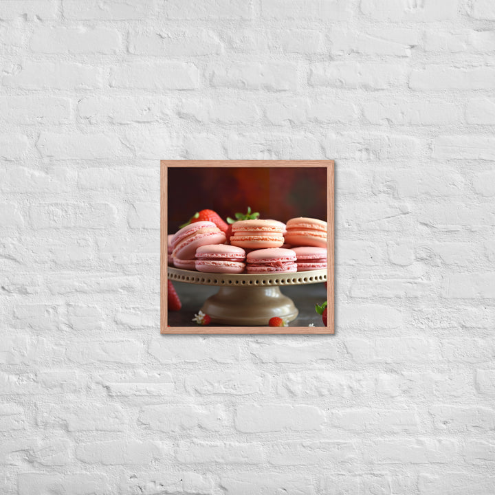 Strawberry Macarons Framed poster 🤤 from Yumify.AI