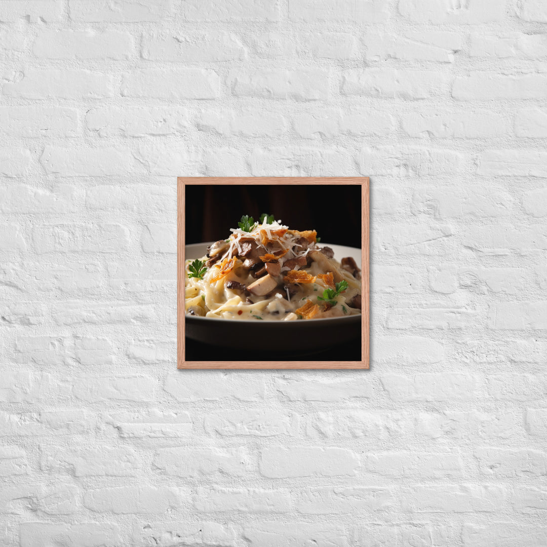 Pasta dish featuring Parmesan cheese Framed poster 🤤 from Yumify.AI