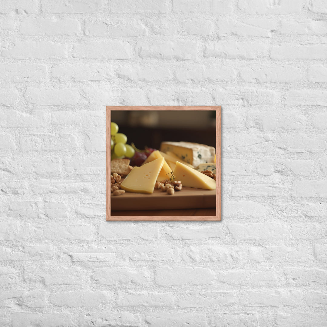 Cheese platter featuring Parmesan cheese Framed poster 🤤 from Yumify.AI