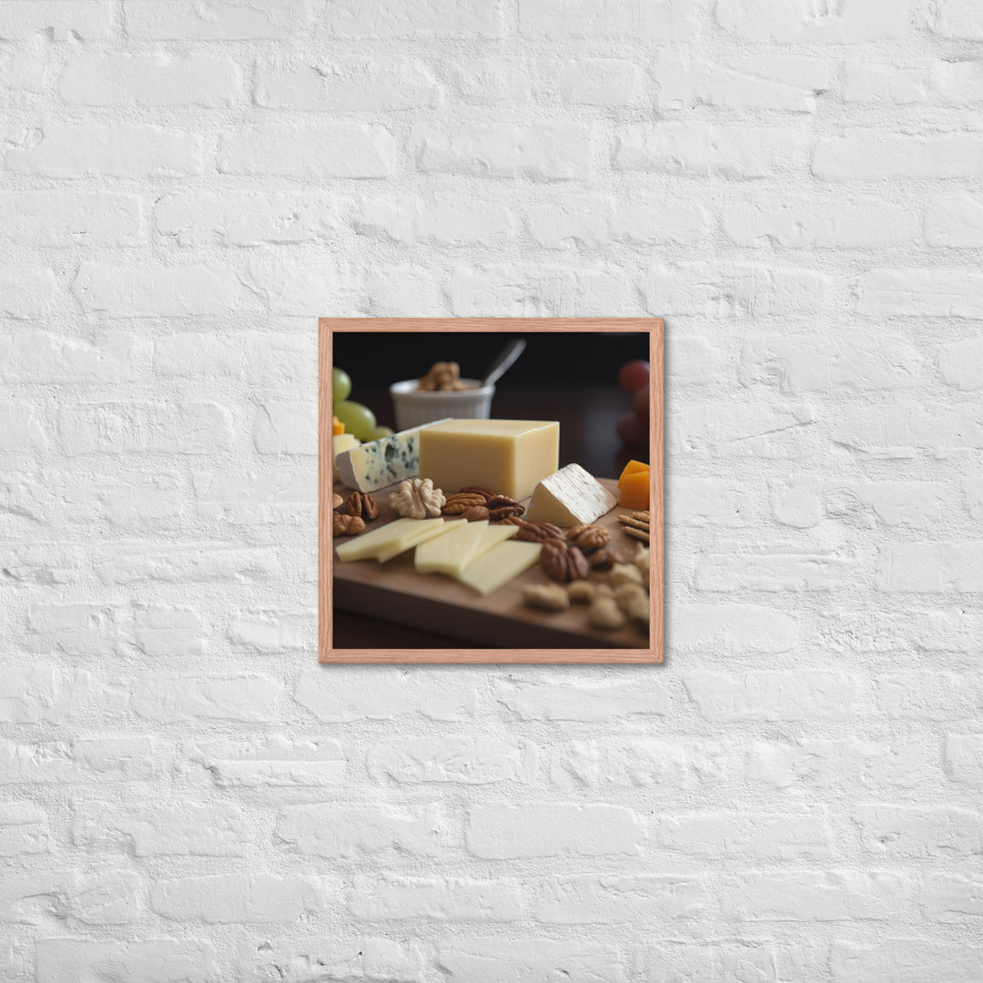 Cheese platter featuring Parmesan cheese Framed poster 🤤 from Yumify.AI