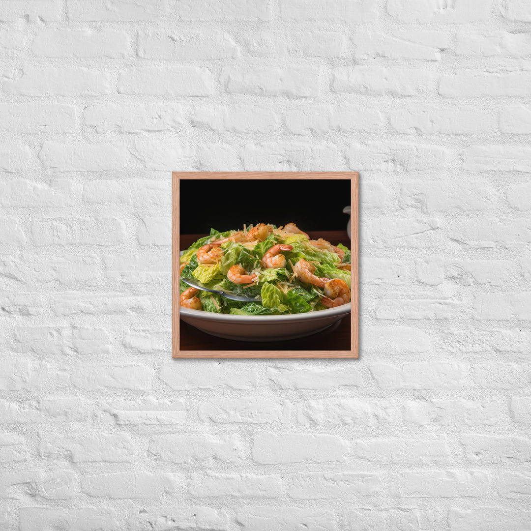 Shrimp Caesar salad Framed poster 🤤 from Yumify.AI