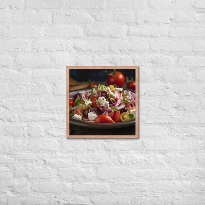 Classic Greek salad with ripe cherry tomatoes Framed poster 🤤 from Yumify.AI