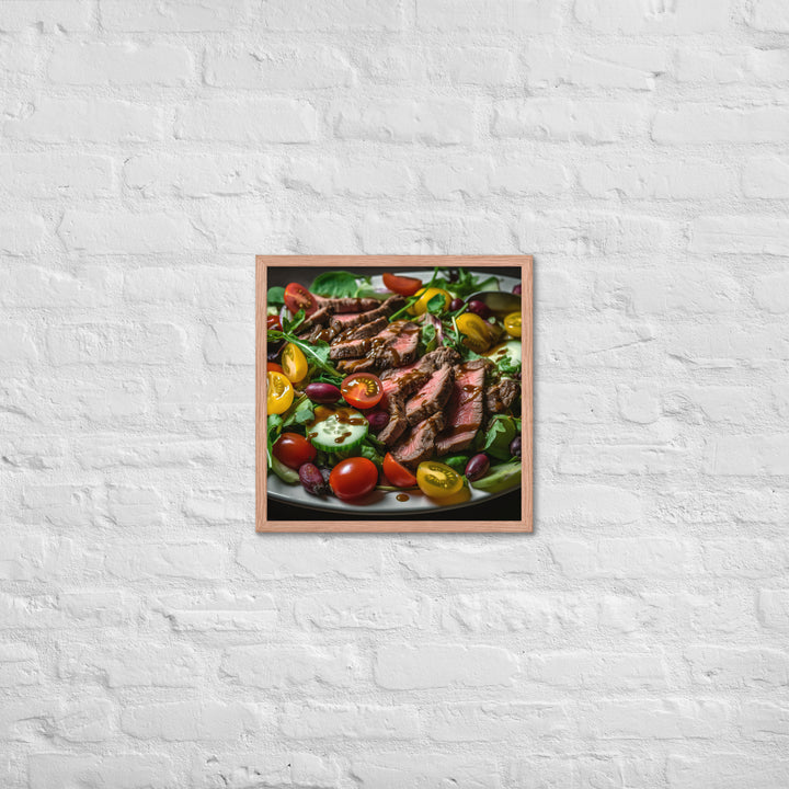 Sirloin Steak Salad with Balsamic Vinaigrette Framed poster 🤤 from Yumify.AI