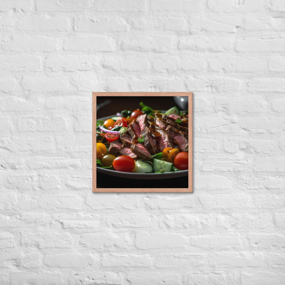 Sirloin Steak Salad with Balsamic Vinaigrette Framed poster 🤤 from Yumify.AI