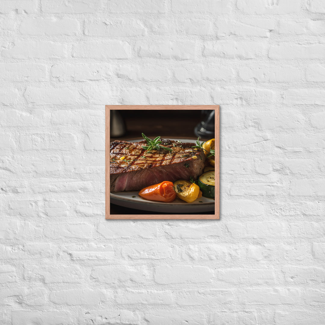 New York Strip Steak with Roasted Vegetables Framed poster 🤤 from Yumify.AI