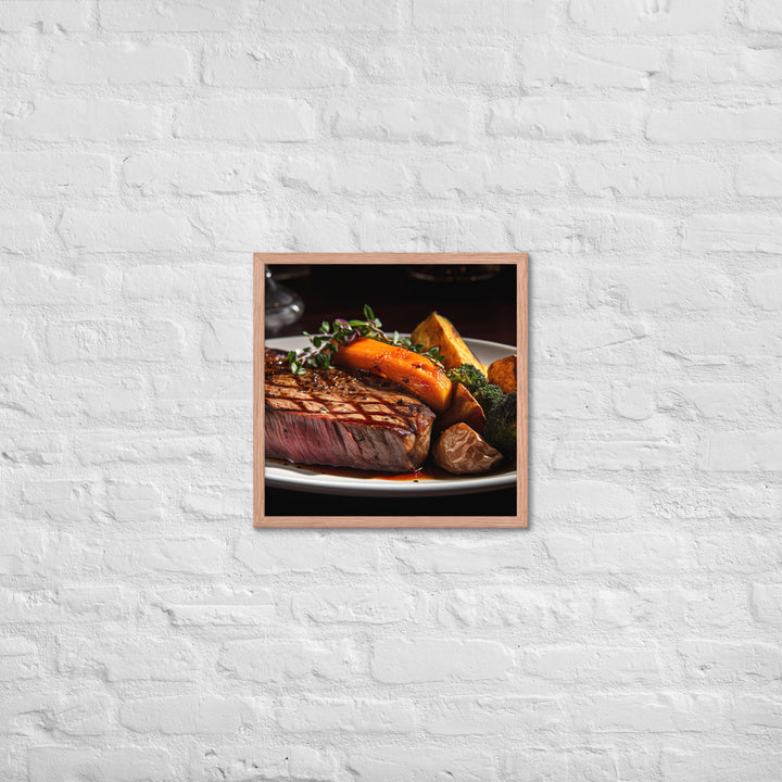 New York Strip Steak with Roasted Vegetables Framed poster 🤤 from Yumify.AI