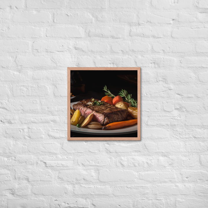 New York Strip Steak with Roasted Vegetables Framed poster 🤤 from Yumify.AI