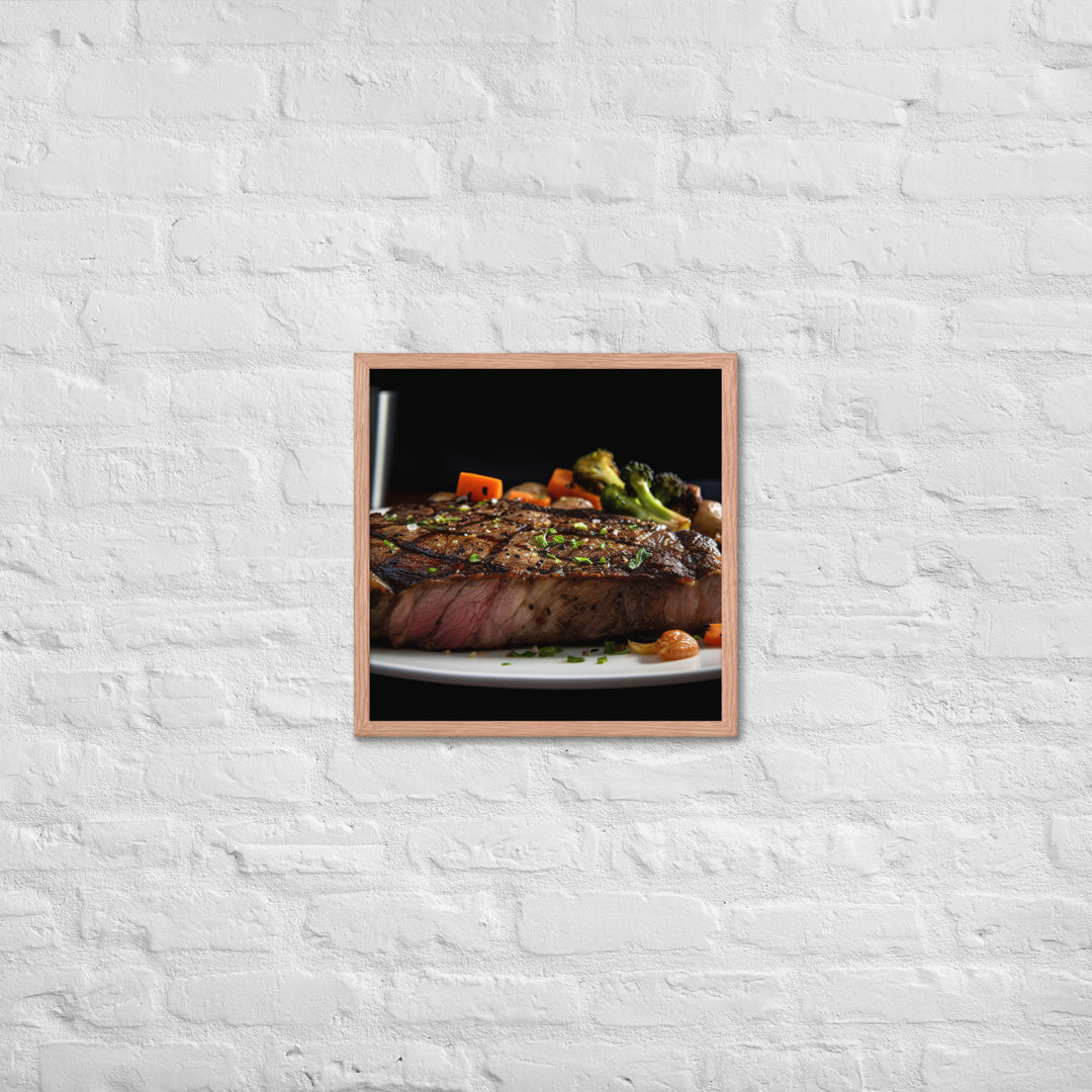 New York Strip Steak with Roasted Vegetables Framed poster 🤤 from Yumify.AI