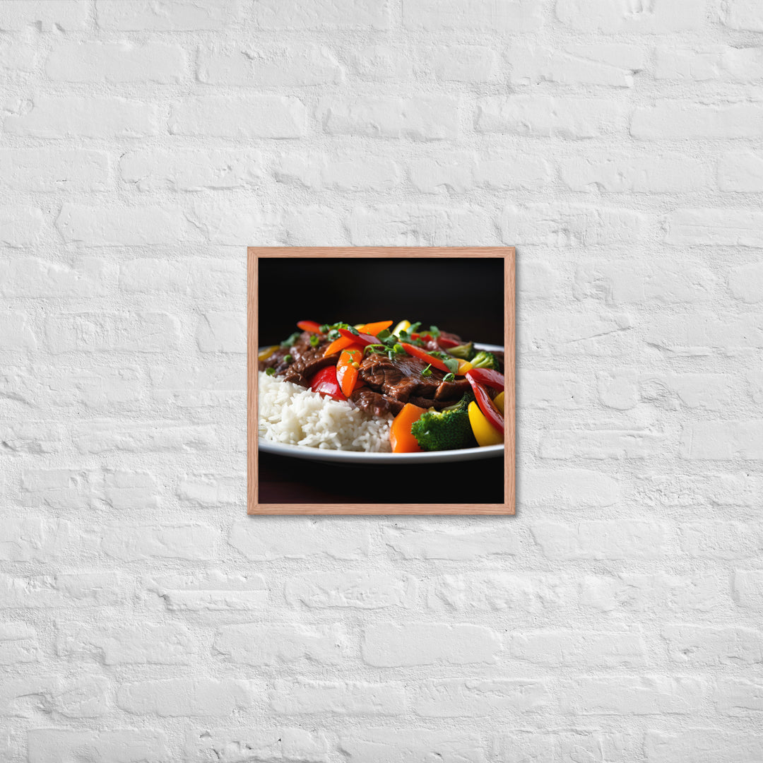 Hanger Steak Stir Fry with Mixed Vegetables Framed poster 🤤 from Yumify.AI