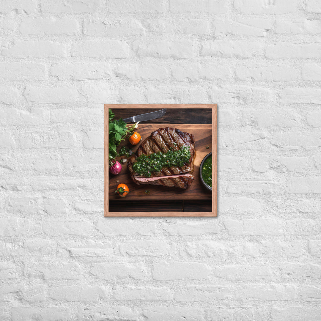 Grilled Sirloin with Chimichurri Sauce Framed poster 🤤 from Yumify.AI