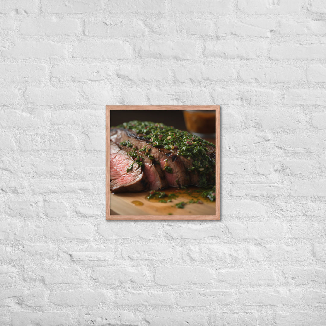 Grilled Flank Steak with Chimichurri Sauce Framed poster 🤤 from Yumify.AI