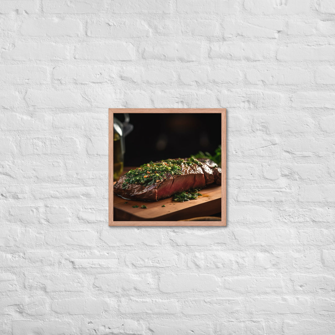 Grilled Flank Steak with Chimichurri Sauce Framed poster 🤤 from Yumify.AI